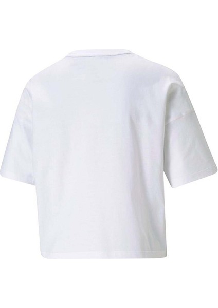 Ess Cropped Logo Light Straw Kadın Beyaz Günlük T-Shirt.02