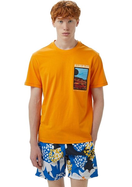 NP0A4IE6A701-S-VALDOR Ss Turuncu Relaxed Erkek T-Shirt modelleri
