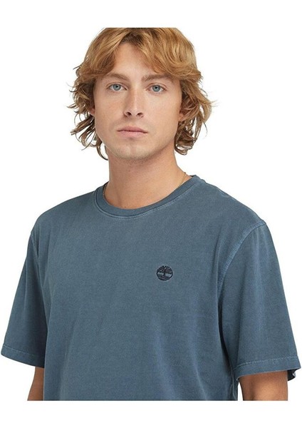 Garment Dye Short Sleeve Mavi Erkek Kısa Kol T-Shirt