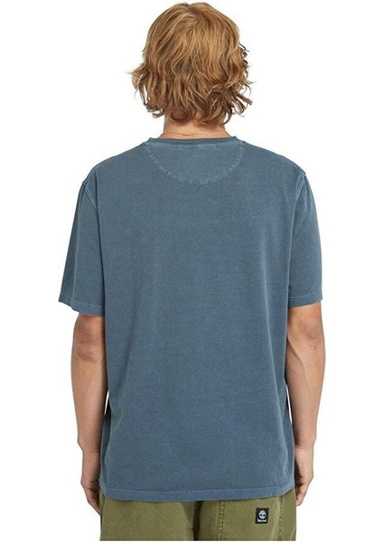 Garment Dye Short Sleeve Mavi Erkek Kısa Kol T-Shirt