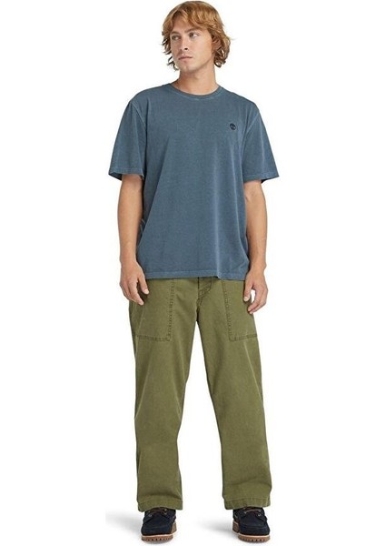 Garment Dye Short Sleeve Mavi Erkek Kısa Kol T-Shirt