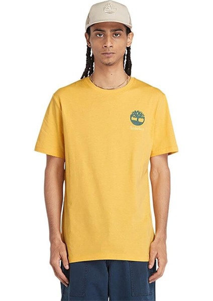 Back Graphic Short Sleeve Sarı Erkek Kısa Kol T-Shirt