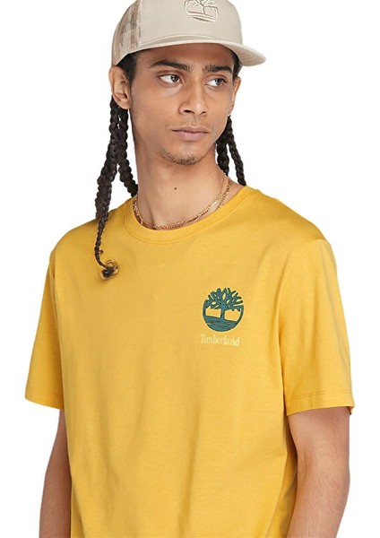 Back Graphic Short Sleeve Sarı Erkek Kısa Kol T-Shirt