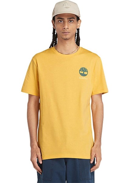 Back Graphic Short Sleeve Sarı Erkek Kısa Kol T-Shirt