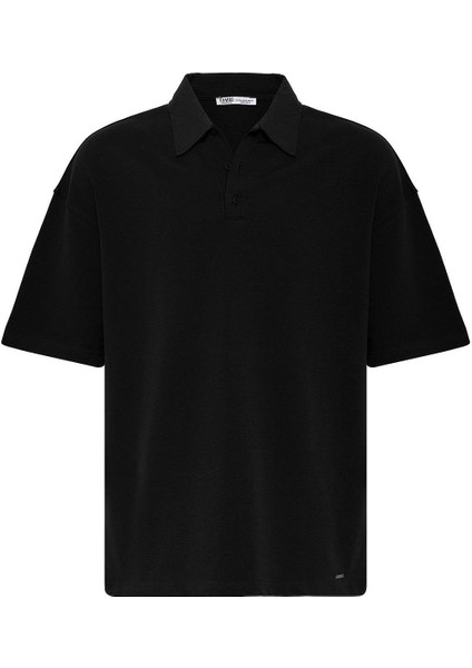 Basic Polo Yaka Oversize Tişört Siyah fiyatları