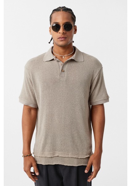 Polo Yaka Triko Oversize Tişört Taş fiyatları