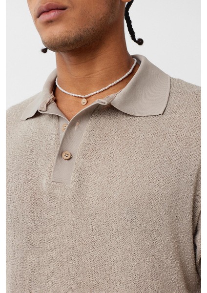 Polo Yaka Triko Oversize Tişört Taş indirimleri