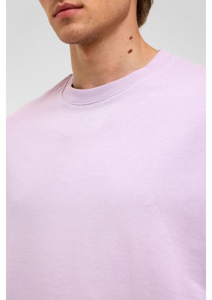 Basic Oversize Bisiklet Yaka Tişört Lila indirimleri
