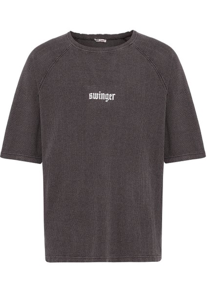 Yıkamalı Oversize Baskılı Triko Tişört Kahve fiyatları