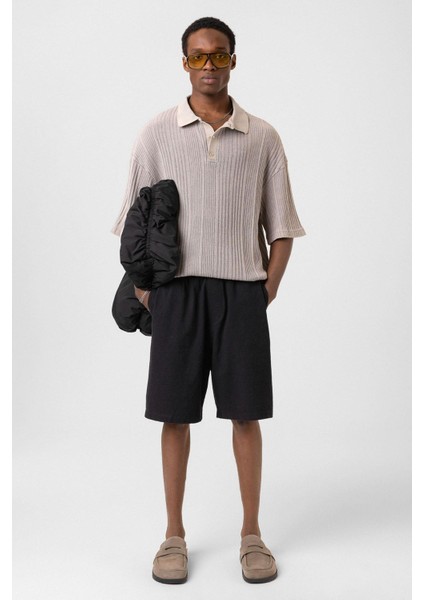 Polo Yaka Oversize Triko Taş