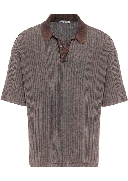 Polo Yaka Oversize Triko Kahve