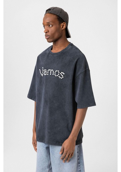 Yıkamalı Düğme Detaylı Oversize Tişört Siyah fırsatları