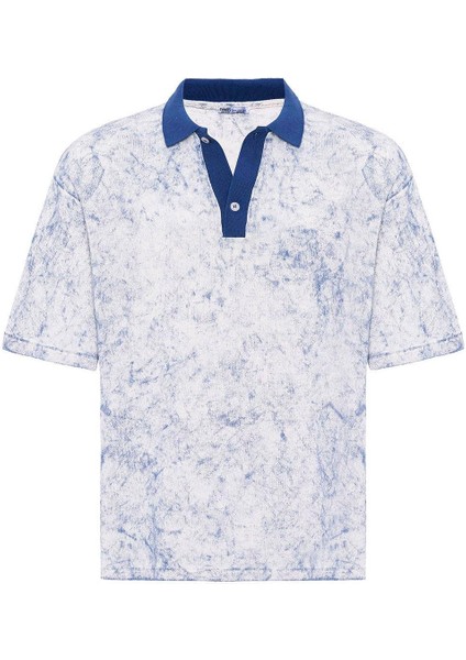 Yıkamalı Oversize Polo Yaka Tişört Indigo fiyatları