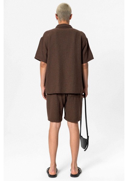 Oversize Şort Gömlek Takım Kahve indirimleri