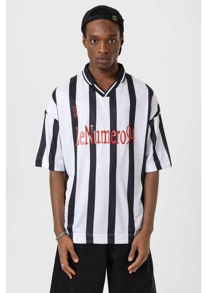 Oversize Baskılı Forma Tişört Beyaz modelleri