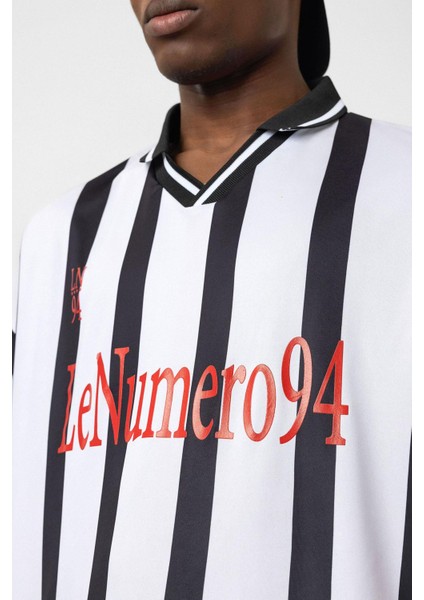 Oversize Baskılı Forma Tişört Beyaz indirimleri