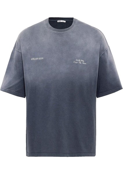 Yıkamalı Oversize Tişört Siyah