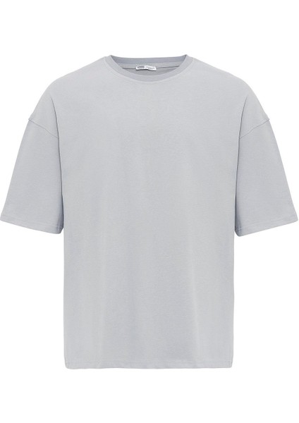 Basic Oversize Bisiklet Yaka Tişört Gri fiyatları