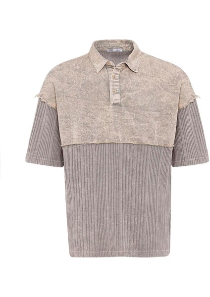 Yıkamalı Oversize Polo Yaka Tişört Taş fiyatları