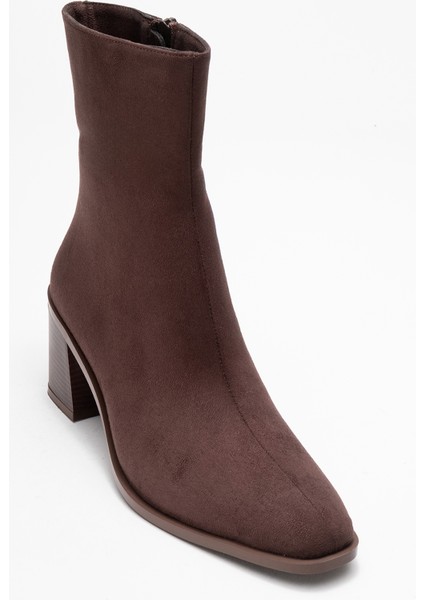 Chara Kahverengi Süet Kadın Kalın Topuklu Bot modelleri
