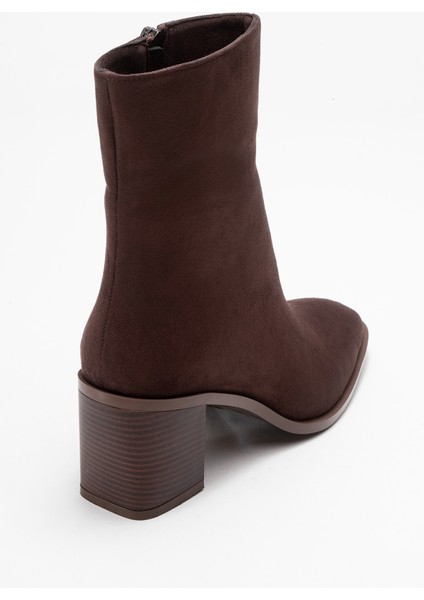 Chara Kahverengi Süet Kadın Kalın Topuklu Bot indirimleri