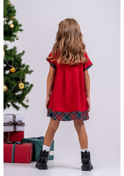 Kız Çocuk Ekoseli Düz Fiyonklu ( 2-6 ) Yaş Noal Elbise indirimleri