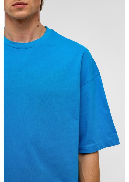 Basic Oversize Bisiklet Yaka Tişört Turkuaz fırsatları