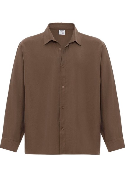 Basıc Oversize Uzun Kollu Modal Karışımlı Gömlek Kahve fiyatları