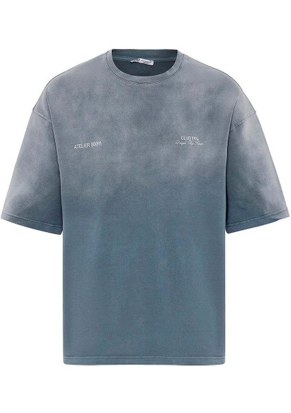 Yıkamalı Oversize Tişört Gri