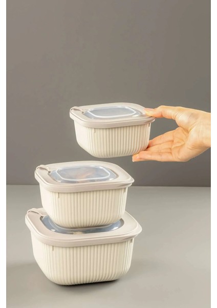 9'lu Mikrodalga ve Difriz Kullanımına Uygun Vakumlu Vıp Saklama Kabı Çeyiz Seti 3X(600-1100-1800 Ml)