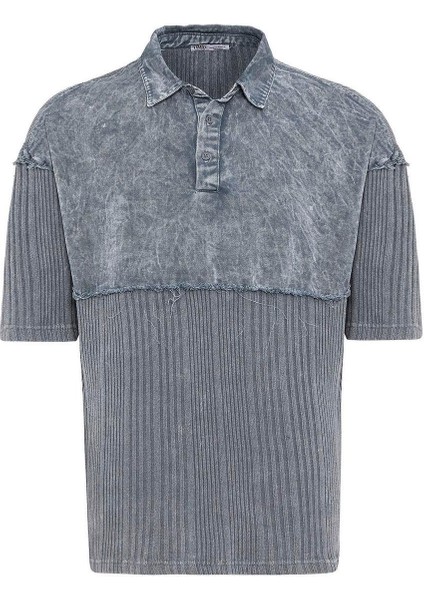 Yıkamalı Oversize Polo Yaka Tişört Gri fiyatları