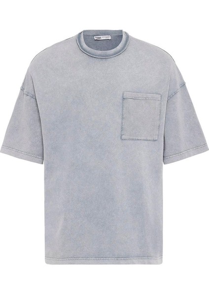 Yıkamalı Oversize Cepli Tişört Gri fiyatları