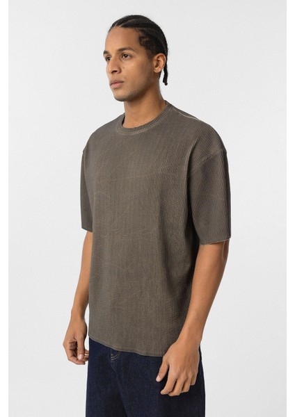 Yıkamalı Ottoman Basic Oversize Tişört Açık Kahve fırsatları