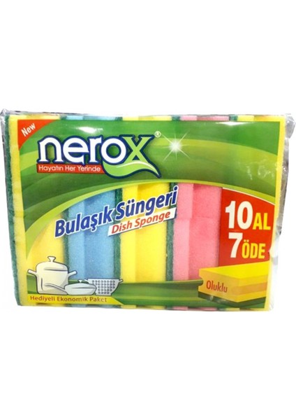 Nerox Bulaşık Süngeri Oluklu 10'lu -NRX-F551