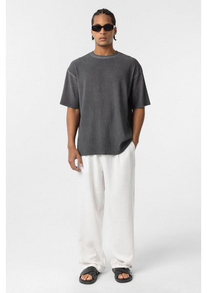 Yıkamalı Ottoman Basic Oversize Tişört Siyah