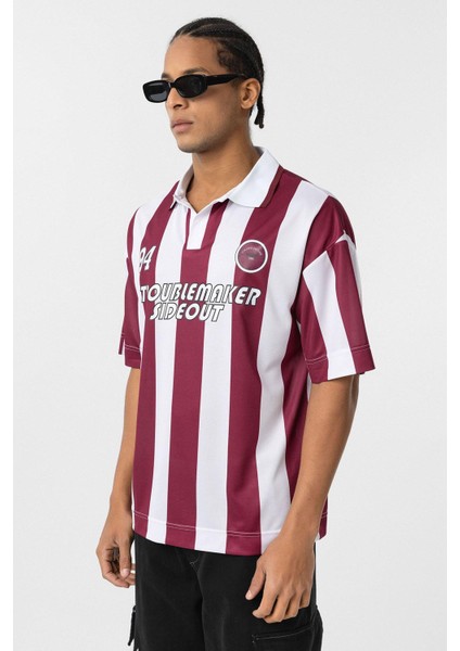 Oversize Polo Yaka Forma Tişört Bordo fırsatları