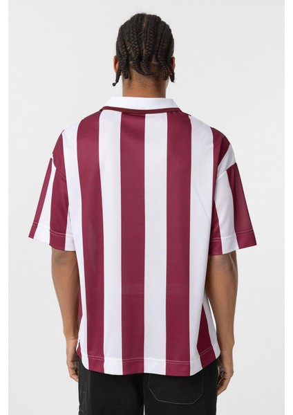 Oversize Polo Yaka Forma Tişört Bordo indirimleri
