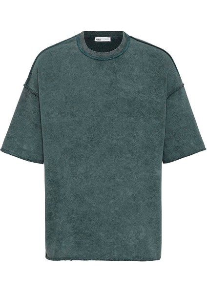 Yıkamalı Oversize Tişört Nefti