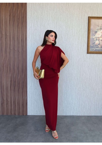Tek Omuz Drapeli Uzun Elbise fiyatları