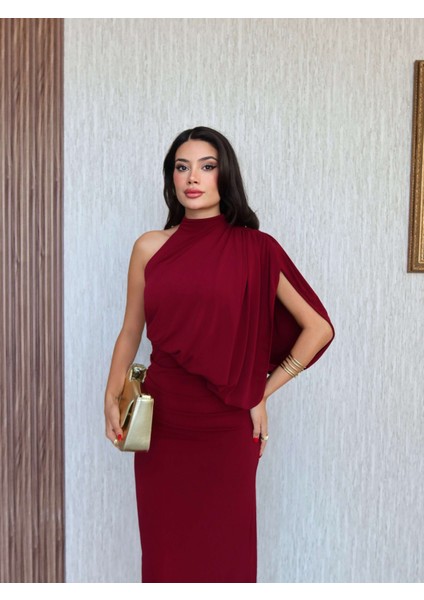 Tek Omuz Drapeli Uzun Elbise fırsatları