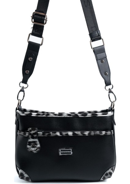 Leopar Siyah SP1160 Kadın Çapraz Çanta