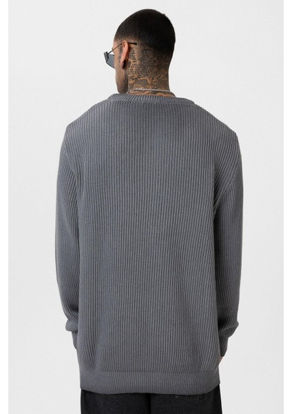 Oversize Yıkamalı Triko Kazak Gri fırsatları