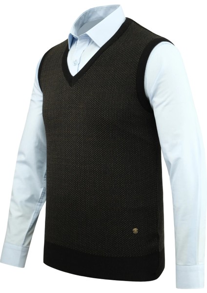 Erkek V Yaka Süveter Desenli Çelik Örgü Regular Kalıp - 5206H fiyatları