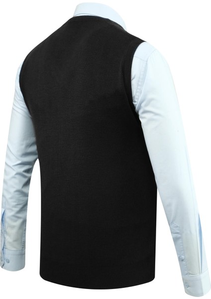 Erkek V Yaka Süveter Desenli Çelik Örgü Klasik Kalıp - 5209H fırsatları