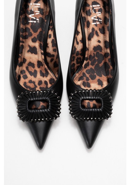 Great Siyah-Siyah Desenli Tokalı Kadın Topuklu Ayakkabı fiyatları