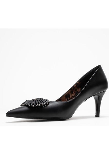 Great Siyah-Siyah Desenli Tokalı Kadın Topuklu Ayakkabı fırsatları