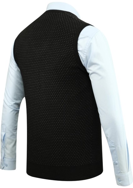 Erkek V Yaka Süveter Desenli Çelik Örgü Regular Kalıp - 5201H fırsatları