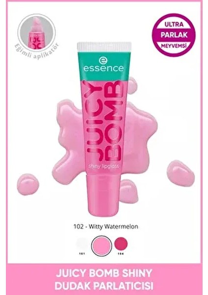 Juicy Bomb 102 Dudak Parlatıcısı 10 ml Parlak Etki ve Uzun Süre Kalıcı Renk