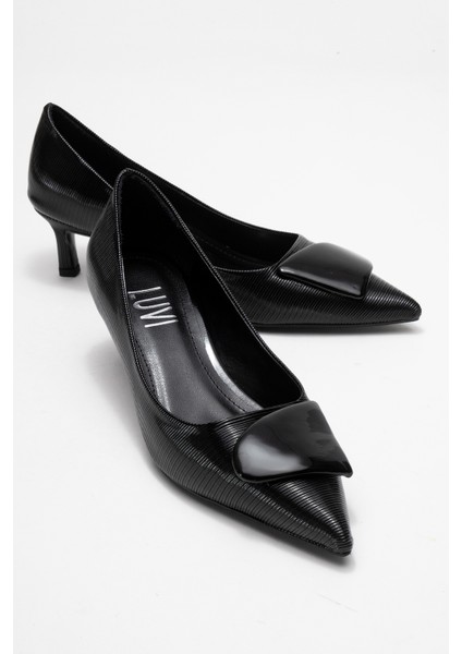 Brıana Siyah Çizgili Tokalı Kadın Topuklu Ayakkabı