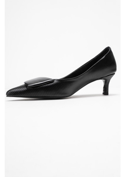 Brıana Siyah Çizgili Tokalı Kadın Topuklu Ayakkabı fırsatları